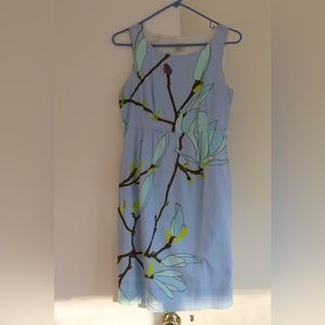 Marimekko for Anthropologie Magnolia Blooms Dress 100% Cotton Baby Blue Size 6